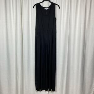Calvin Klein Black Knit Pleated Maxi Dress Sz.M NWT